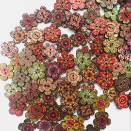 100 Pcs Retro Style Plum Blossom Button European Style DIY Decorative Flower Buttons