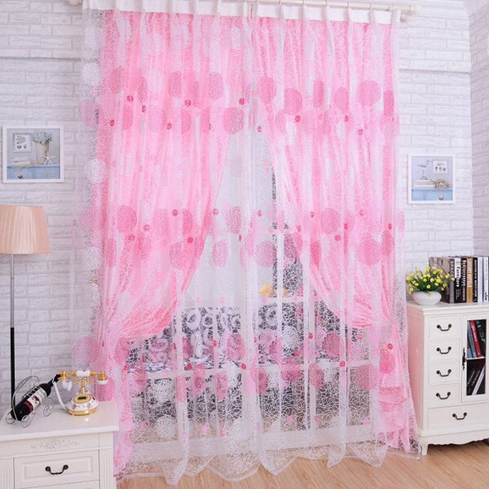 100x200cm Bird Nest Print Tulle Window Curtain Balcony Bedroom Bay Window Screen