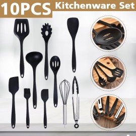 10PCS Silicone Non-Stick Cookware Pan Spoon Utensils Kitchenware Set Tableware Cooking Tools