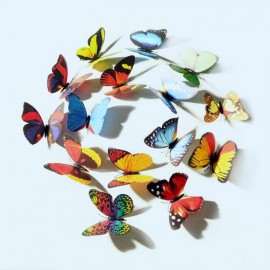 10Pcs 3D Double Pieces Colorful Butterfly Wall Sticker Fridge Magnet Home Decor Art Applique