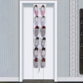 12 Grid Door Behind The Shoe Storage Hanging Bag Mesh Cloth Pocket Slippers Finishing Non-woven Storage Bag