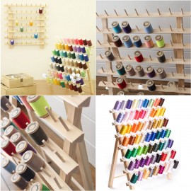 120 Spools Wood Folded Thread Rack Sewing Embroidery Stand Holder Organizer