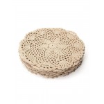 12pcs 20cm Vintage Beige Cotton Doilies Hand Crochet Coasters Lace Applique