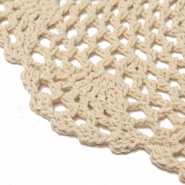 12pcs 20cm Vintage Beige Cotton Doilies Hand Crochet Coasters Lace Applique