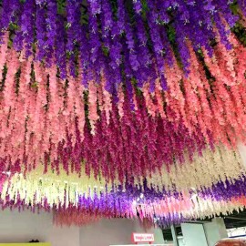 12pcs/set 100cm Artificial Flowers Silk Wisteria Fake Garden Hanging Flower Plant Vine Wedding Decor