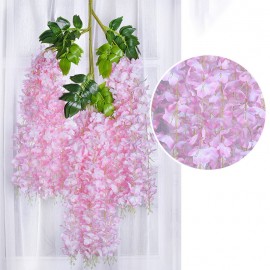 12pcs/set 100cm Artificial Flowers Silk Wisteria Fake Garden Hanging Flower Plant Vine Wedding Decor