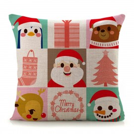 18” Christmas Cotton Pillow Case Linen Cushion Cover Merry Christmas Home Decoration