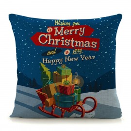 18” Christmas Cotton Pillow Case Linen Cushion Cover Merry Christmas Home Decoration