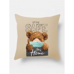 1PC Cartoon Bear Printing Lockdown Note Pillowcase Home Decor Sofa Living Room Car Throw Cushion Cover