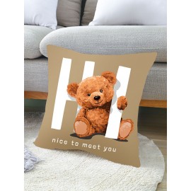 1PC Cartoon Cute Bear Printing Pillowcase Home Decor Sofa Living Room Car Throw Cushion Cover