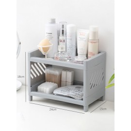 1PC Double-layer Hollow Room-saving Plastic Desktop Bathroom Storage Rack Cosmetic Organizer 2 Tier Shelf Holder