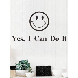 1PC English Letter Words I Can Do It Self-adhesive Inspirational Quote With Smile Print Encouraging Slogan Wall Decal For Living Room Office Home Decor Wall Sticker