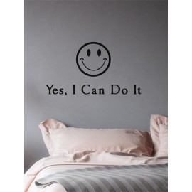 1PC English Letter Words I Can Do It Self-adhesive Inspirational Quote With Smile Print Encouraging Slogan Wall Decal For Living Room Office Home Decor Wall Sticker