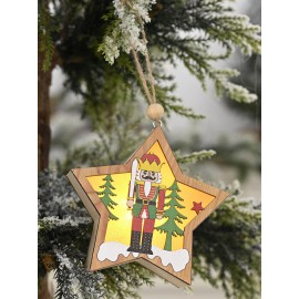 1Pc Christmas Ornament Lighted Wooden Walnut Soldier Pendant Small Tree Pendant Pendant