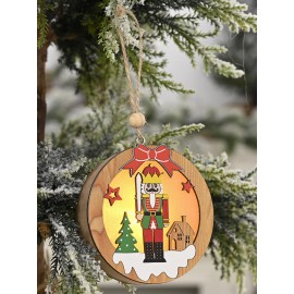 1Pc Christmas Ornament Lighted Wooden Walnut Soldier Pendant Small Tree Pendant Pendant