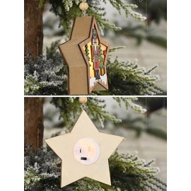 1Pc Christmas Ornament Lighted Wooden Walnut Soldier Pendant Small Tree Pendant Pendant