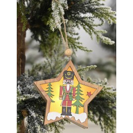 1Pc Christmas Ornament Lighted Wooden Walnut Soldier Pendant Small Tree Pendant Pendant