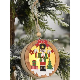 1Pc Christmas Ornament Lighted Wooden Walnut Soldier Pendant Small Tree Pendant Pendant