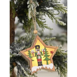 1Pc Christmas Ornament Lighted Wooden Walnut Soldier Pendant Small Tree Pendant Pendant