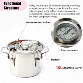 2 Gallon/10L Alcohol Moonshine Water Copper Home Stainless Alcohol Distiller