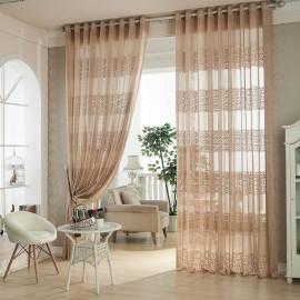 2 Panel European Style Jacquard Breathable Punching Voile Sheer Curtains Window Screening