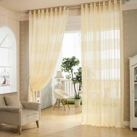 2 Panel European Style Jacquard Breathable Punching Voile Sheer Curtains Window Screening