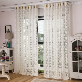 2 Panel Jacquard Feather Painted Sheer Tulle Curtains Bedroom Balcony Window Screening 4 Colors