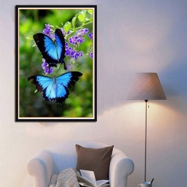 20x30cm 5D DIY Blue Butterflies Diamond Painting Full Rhinestone Animal Home Decoration Cross-stitch Kit