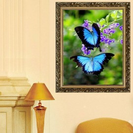 20x30cm 5D DIY Blue Butterflies Diamond Painting Full Rhinestone Animal Home Decoration Cross-stitch Kit