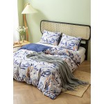 2/3 Pcs Leaf Print Comfy Bedding Set Duvet Cover Pillowcase Twin King