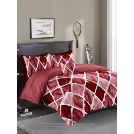 2/3PCS Gradient Color Nordic Diamond Lattice Overlay Print Comfy Bedding Set Quilt Cover Pillow Case