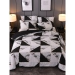 2/3PCS Marbled Black And White Geometry Pattern Overlay Cover Comfy Bedding Set Quilt Cover Pillow Case