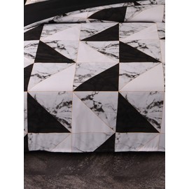 2/3PCS Marbled Black And White Geometry Pattern Overlay Cover Comfy Bedding Set Quilt Cover Pillow Case