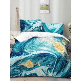 2/3Pcs 3D Gilt Stone Texture Pattern Comfy Bedding Set Sheet Duvet Cover Pillowcase