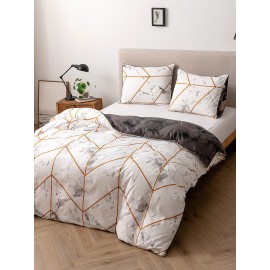 2/3Pcs Marble Pattern AB Sided Modern Duvet Cover Set Pillowcase Adults Bed Duvet Set Twin King