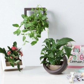 2Pcs Wall Hanging Flower Plant Pot Plastic Planter Round and Square Home Decor