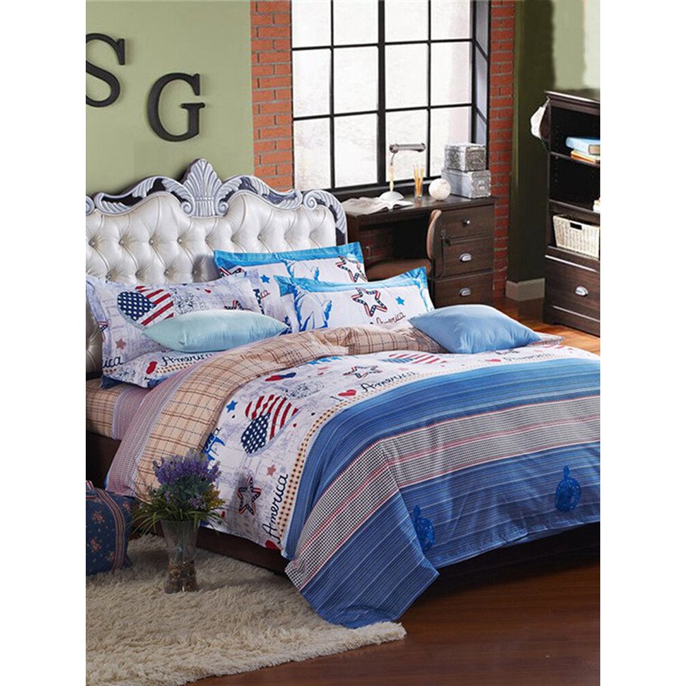 3 or 4pcs Suit Western Style Reactive Dyeing Polyester Fiber Bedding Sets Single Twin Queen Size