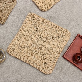 30/40/50cm Double Layer Non-filling Square Straw Cushion Pad Meditation Rattan Tatami Cushion