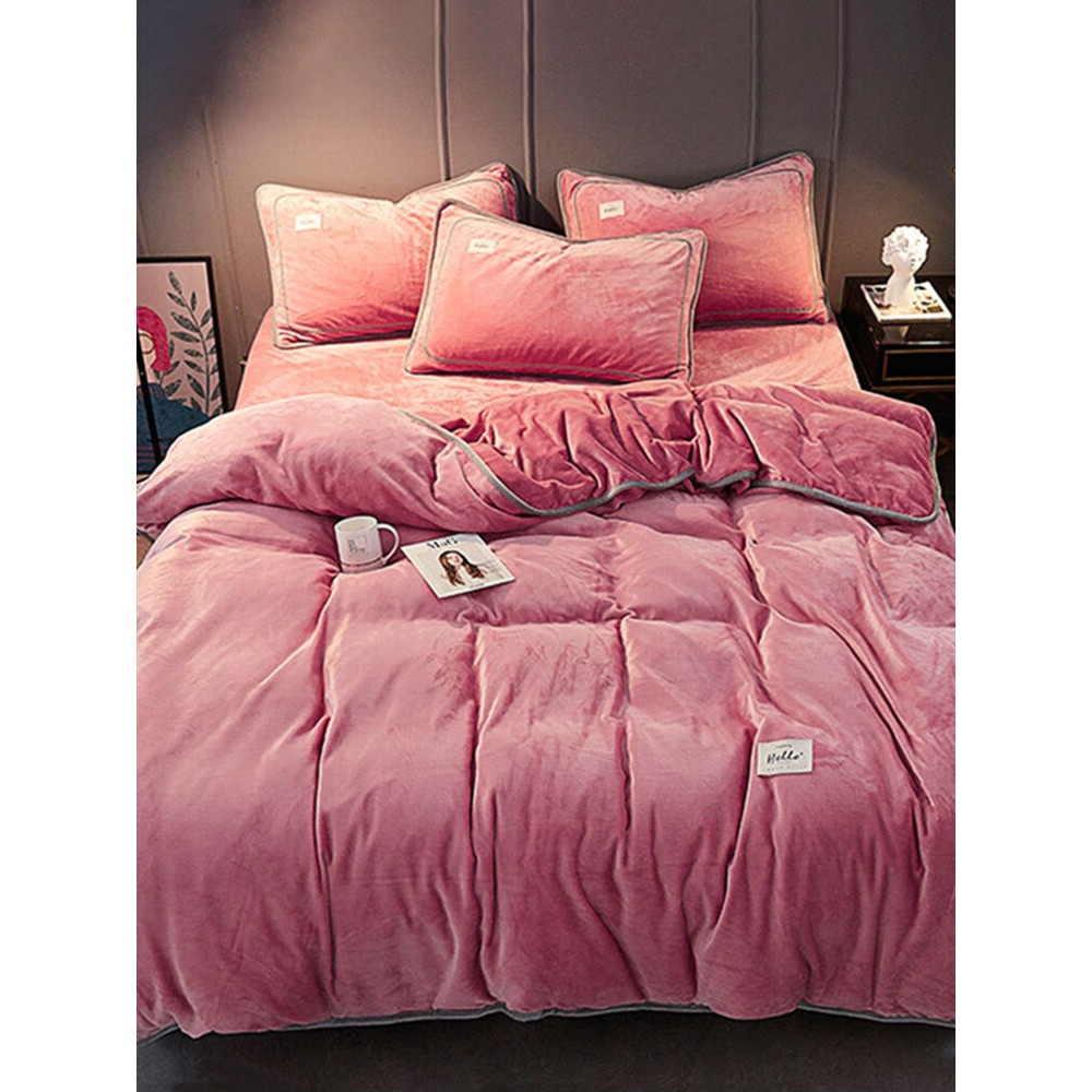 3/4 Pcs Set Milk Velvet Duvet Cover Bedding Comforter cover Bedding Cover Winter Warm Milk Velvet Bedding