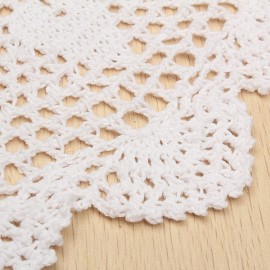 37cm Round White Pure Cotton Yarn Hand Crochet Lace Doily Placemat Table Cloth Decor