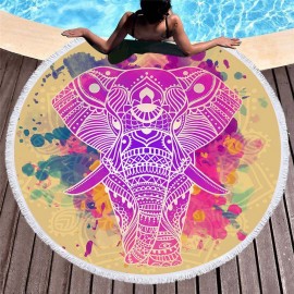 3D Totem Bohemian Mandala Elephant Printing Beach Towels Microfiber Round Shape Picnic Blanket