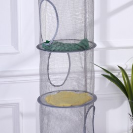 4 Layer Cylindrical Foldable Hanging Basket Polyester Toy Clothes Organizer Storage Cage Basket