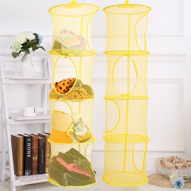 4 Layer Cylindrical Foldable Hanging Basket Polyester Toy Clothes Organizer Storage Cage Basket