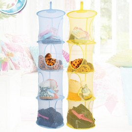 4 Layer Cylindrical Foldable Hanging Basket Polyester Toy Clothes Organizer Storage Cage Basket