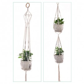 4 pcs Macrame Plant Hanger and Hooks Indoor Outdoor Hanging Plant Holder Planter Stand Flower Decor