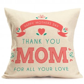 43x43cm Mother’s Day Cotton Linen Pillow Case Cushion Cover Home Car Decor