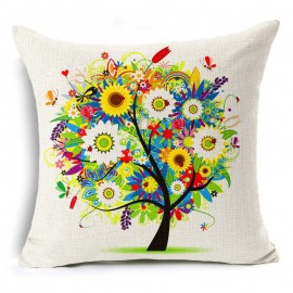 45x45cm Tree Decorative And Homing Season Life Cotton Linen Bright Colorful Pillowcase