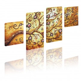 4PCS Golden Tree Modern Abstract Art Oil Painting Canvas Wall Decoration