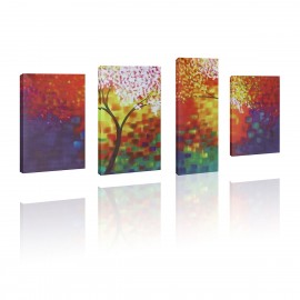 4PCS Unframed Rich Tree Modern Abstract Art Oil Painting Canvas