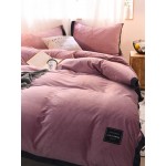 4Pcs Winter Warm Crystal Velvet Double-sided Velvet Wide Edge Plus Velvet Thick Flannel French Velvet Sheet Duvet